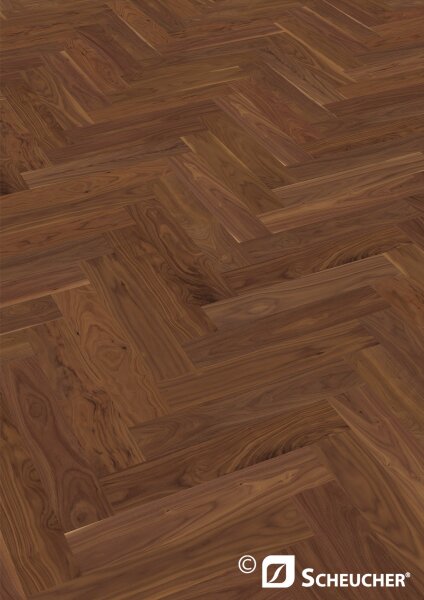 Scheucher Fischgr&auml;t Parkett - MULTIflor.11 700 - Nuss amerikanisch Natur Naturale - PUROtec